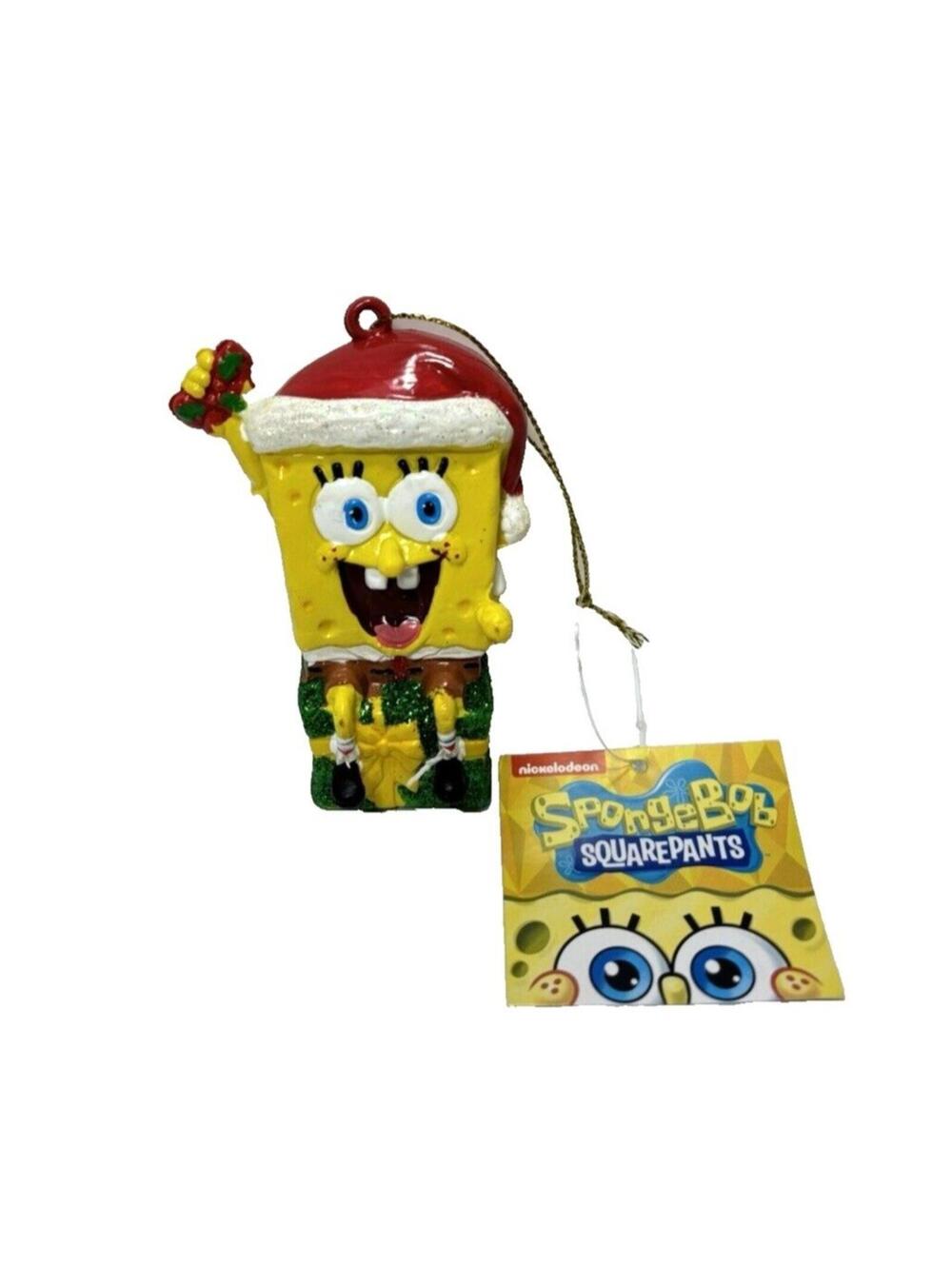 Spongebob Squarepants Gift Christmas Tree Ornament Hanging Santa Hat Yellow Toy